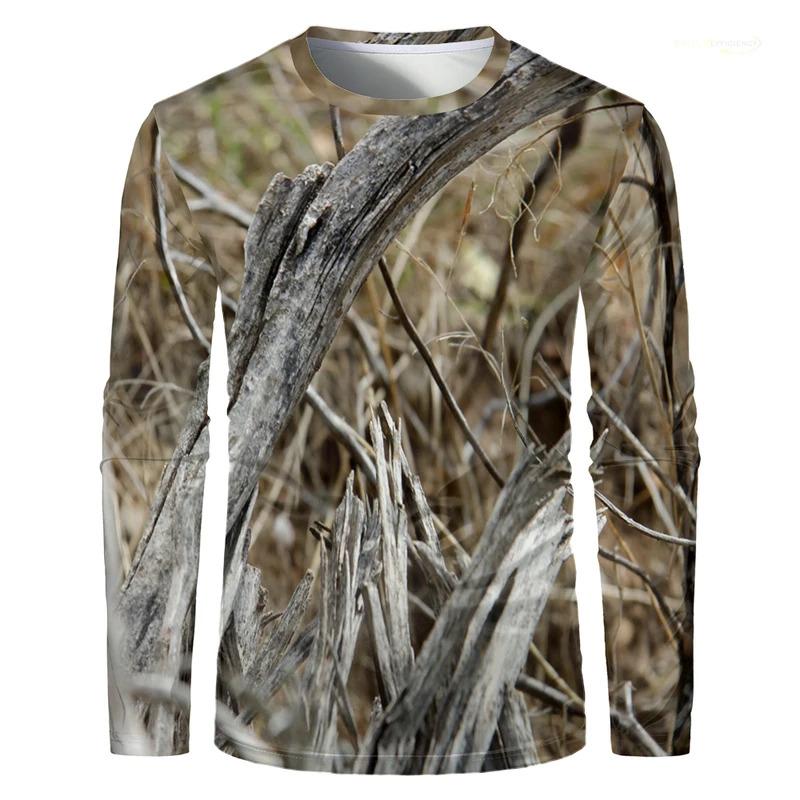 Camouflage Hunting Forest Print T-shirt Outdoor Sports Long Sleeve Men T Shirt Trip Tactical Training Oversized Kids Clothing