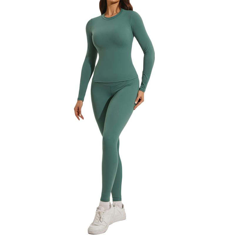 Two-piece Women's Yoga Jumpsuit, Exercise Ribbed Long Sleeved Sportwear, Hip Lifting Yoga Suit