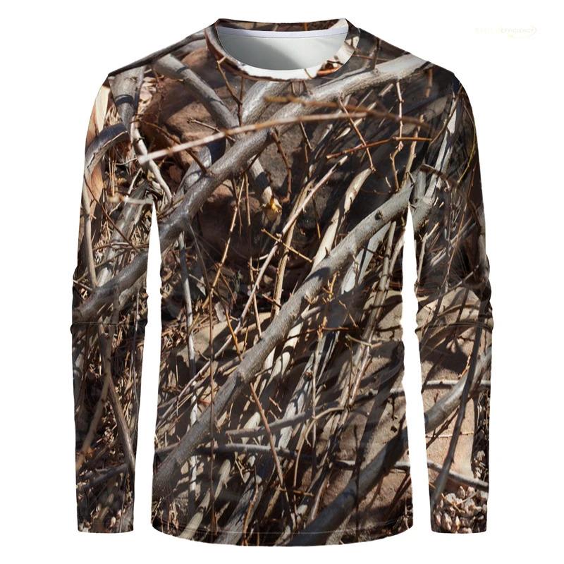 Camouflage Hunting Forest Print T-shirt Outdoor Sports Long Sleeve Men T Shirt Trip Tactical Training Oversized Kids Clothing