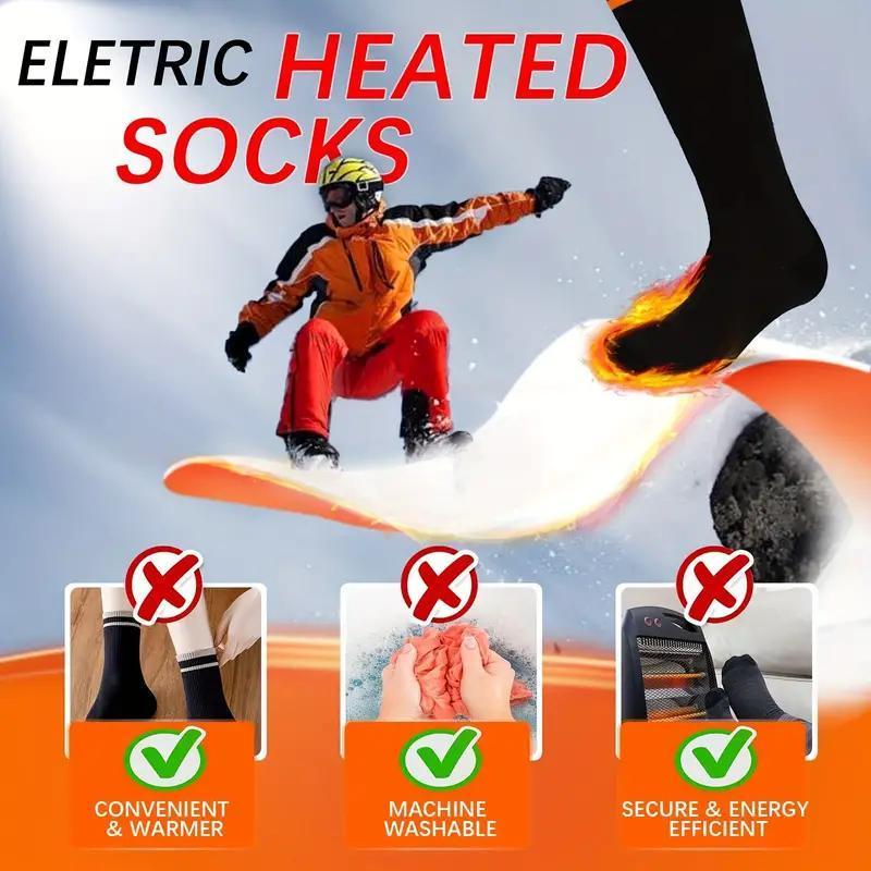 Rechargeable Thermal Heated Socks, 1 Pair 3 Adjustable Heat Settings Soft Breathable Socks, Washable Moisture-wicking Sport Socks for Outdoor Activities, Christmas Gift