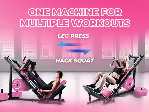 RitFit Leg Press Hack Squat Machine, Professional Adjustable Leg Press Machine for Home Gym with Linear Bearing, Specialty Hack Squat for Full Lower Body Workout with Weight Storage, Pink fitness trainer home gym squat machine hip abduction machines