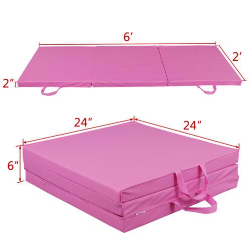 Answer E Gymnastic Mat Tri-Fold Folding Thick Exercise Mat Tumbling Gym Mat w Handle Pink