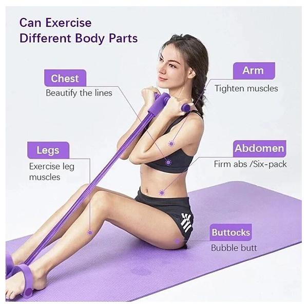 Multifunction Tension Rope, 4-Tube Elastic Yoga Pedal Puller Resistance Band, Natural Latex Tension Rope Fitness Equipment, for Abdomen Waist Arm Leg Stretching Slimming Training