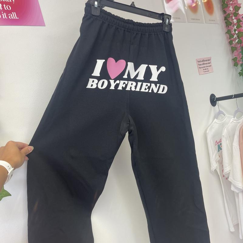 I Love My Boyfriend Print Jogger Sweatpants for Men Women, Perfect Gift for Christmas and Birthday