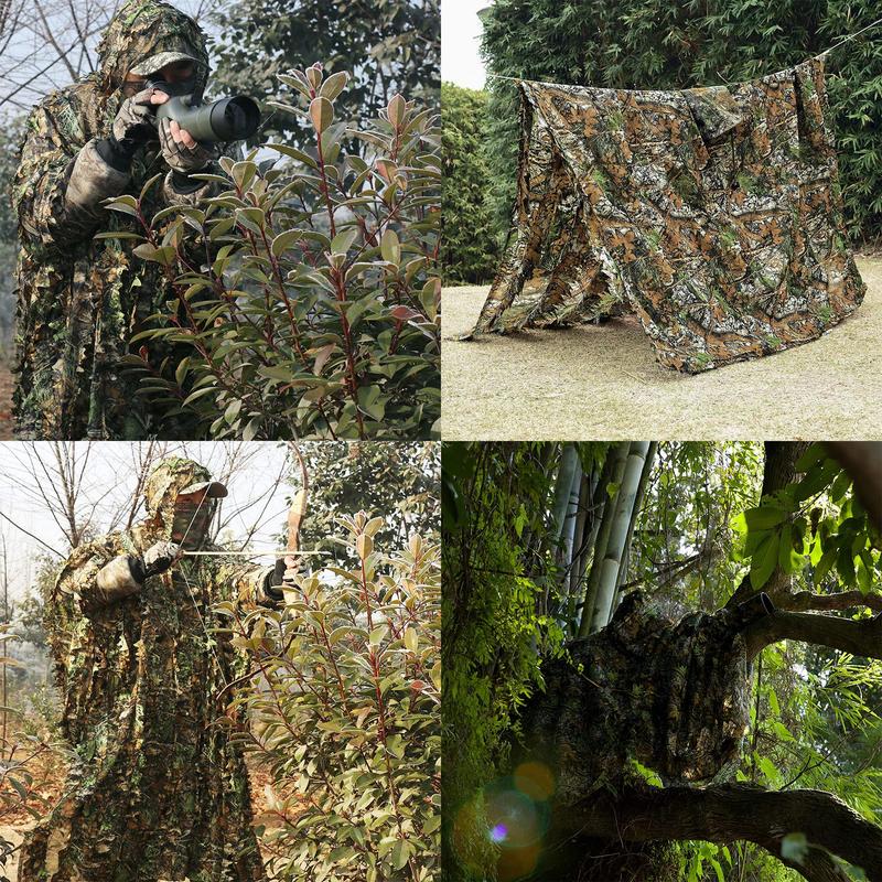 Multi-use Camouflage Poncho, 1 Count 3D Hunting Apparel for Outdoor Wildlife Photography & Military & Paintball Costume