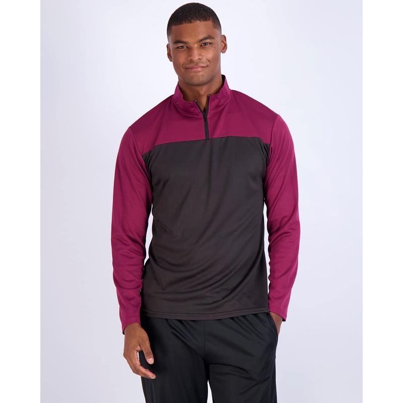 Real Essentials 3 Pack: Men's Mesh Long Sleeve Athletic Quarter Zip Pullover - Outdoor UPF 50+ (Available in Big & Tall)