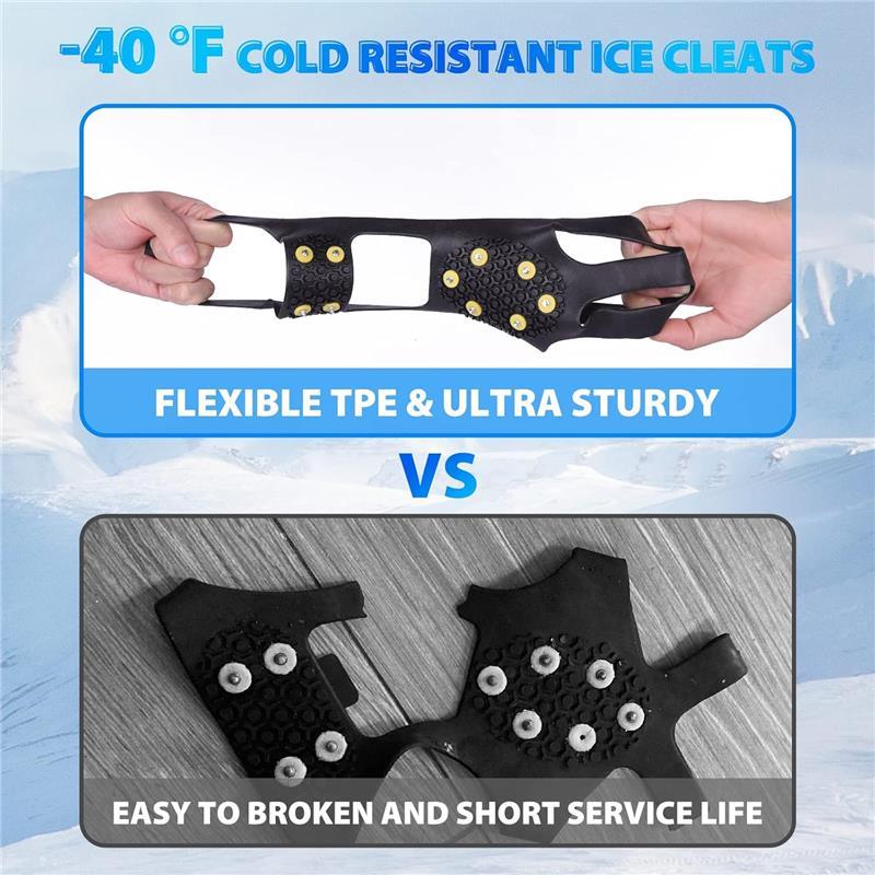 Ice Cleats for Boots Shoes, Snow Grips for Snow, Anti-Slip Rubber for Walking, Climbing, Jogging.