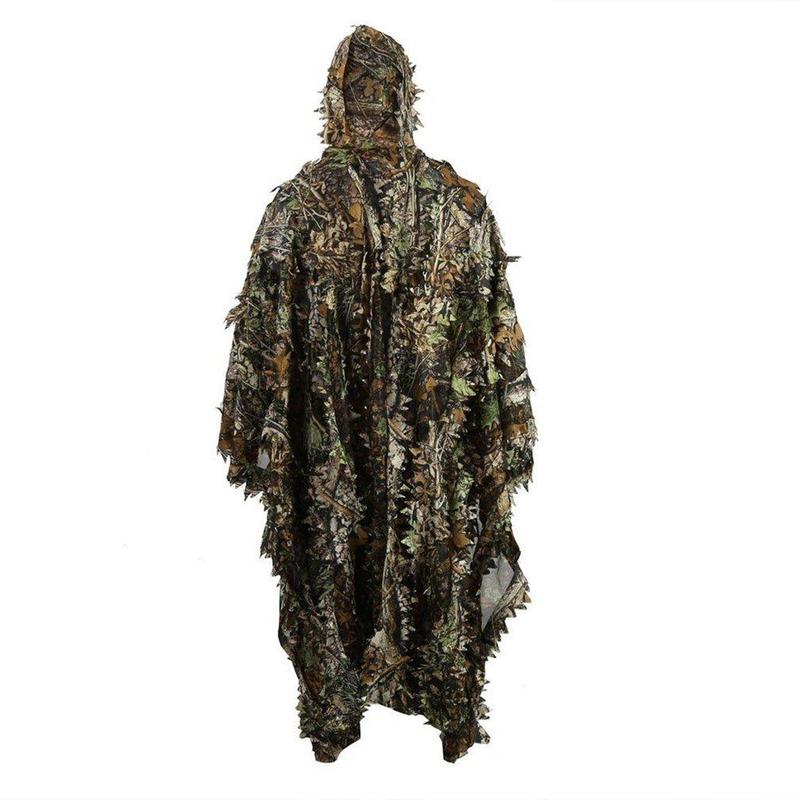 Multi-use Camouflage Poncho, 1 Count 3D Hunting Apparel for Outdoor Wildlife Photography & Military & Paintball Costume