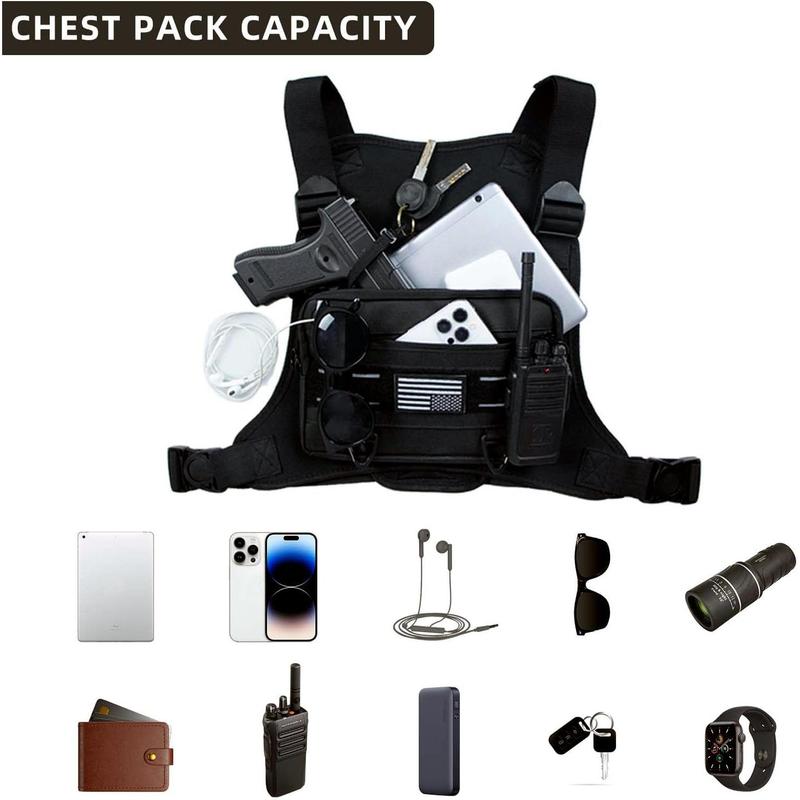 Chest Bag for Men,  Backpack Fits  , Adjustable Anti  Chest Pack Breathable Running Vest Pouch, Water Resistant Reflective for Workouts  Cycling&Hiking