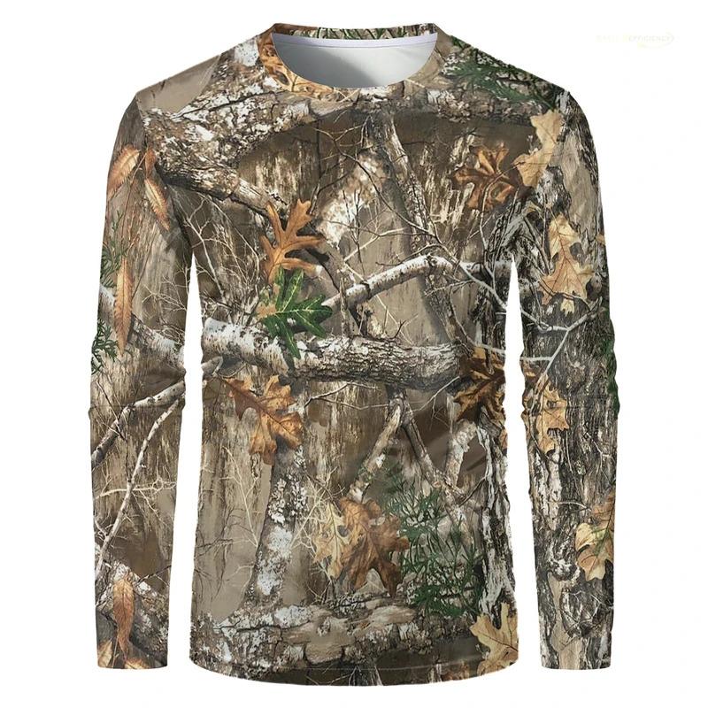 Camouflage Hunting Forest Print T-shirt Outdoor Sports Long Sleeve Men T Shirt Trip Tactical Training Oversized Kids Clothing