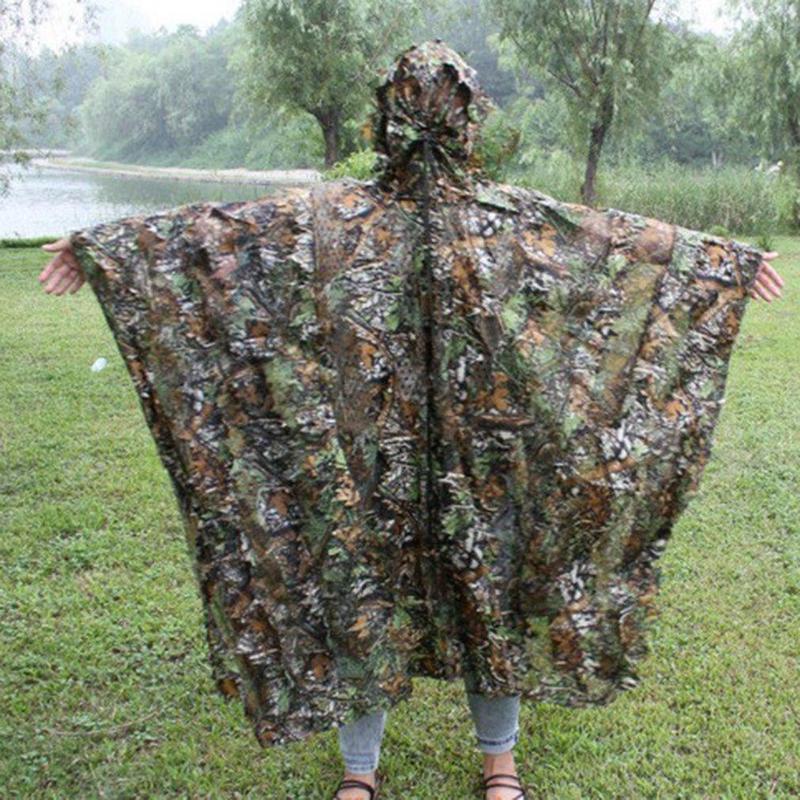 Multi-use Camouflage Poncho, 1 Count 3D Hunting Apparel for Outdoor Wildlife Photography & Military & Paintball Costume