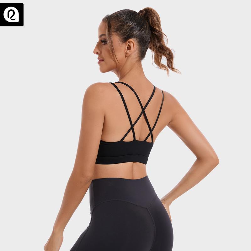 RUNNING GIRL Buttery Soft Sports Bra | Ultra-Stretch High Support Built-in Bra | Moisture-Wicking Strappy Back Design