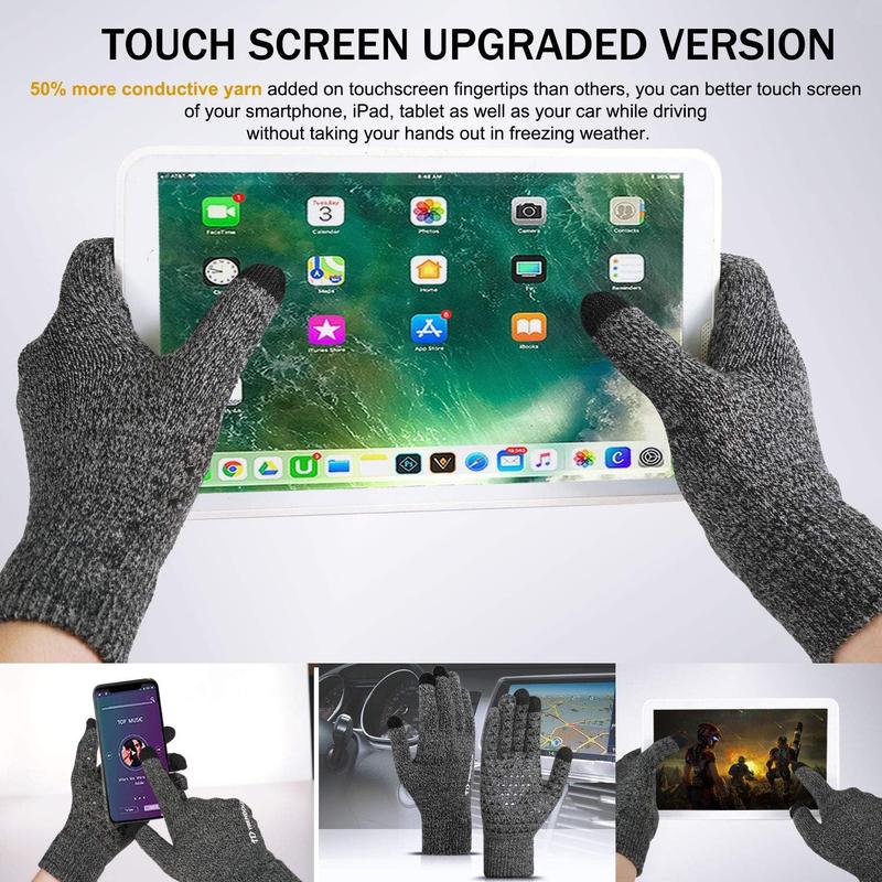 Winter Gloves for Men Women - Upgraded Touch Screen Cold Weather Thermal Warm Knit Glove for Running Driving Hiking