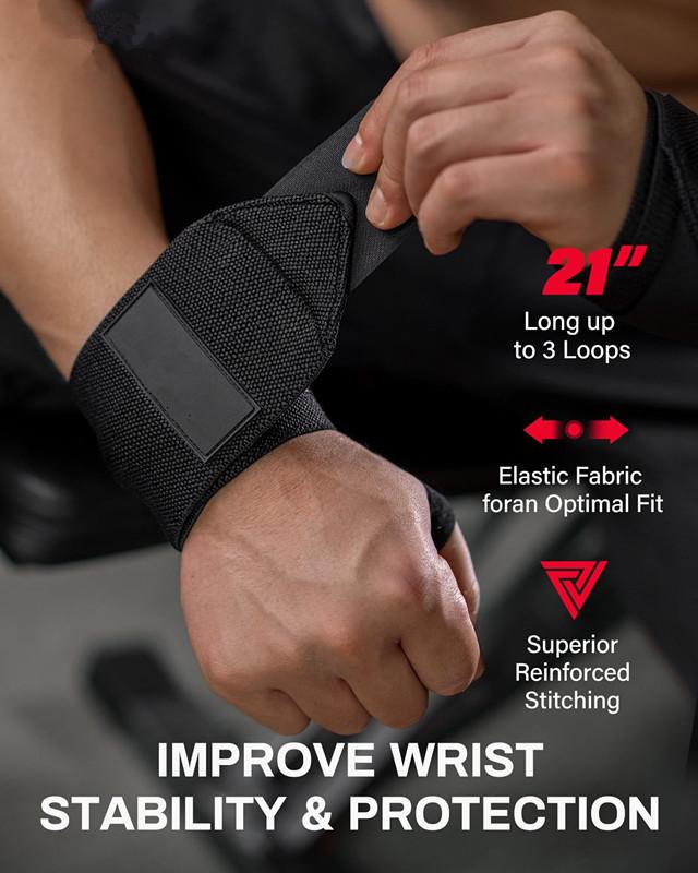 Elastic Wrist Straps for Weightlifting and Working Out, Breathable Wrist Wraps with Thumb Loop and Left Right Tabs, Wrist Brace for Wrist Support and Protection, Men and Women (Pair)