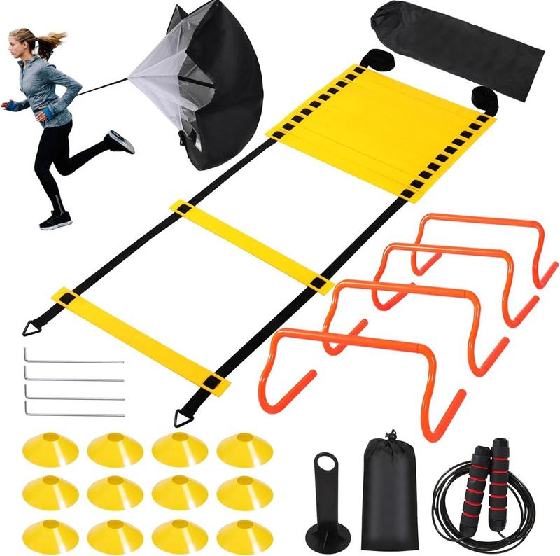 Agility Ladder Speed Training Equipment - Includes Agility Ladder,Jump Rope, Agility Hurdles,Disc Cones,Soccer Training Equipment for Youth Adults