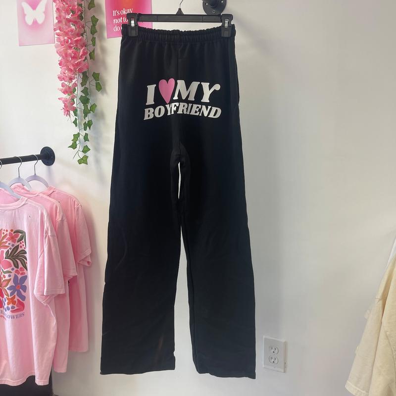 I Love My Boyfriend Print Jogger Sweatpants for Men Women, Perfect Gift for Christmas and Birthday