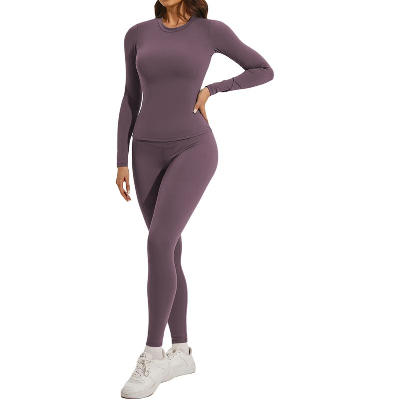 Two-piece Women's Yoga Jumpsuit, Exercise Ribbed Long Sleeved Sportwear, Hip Lifting Yoga Suit