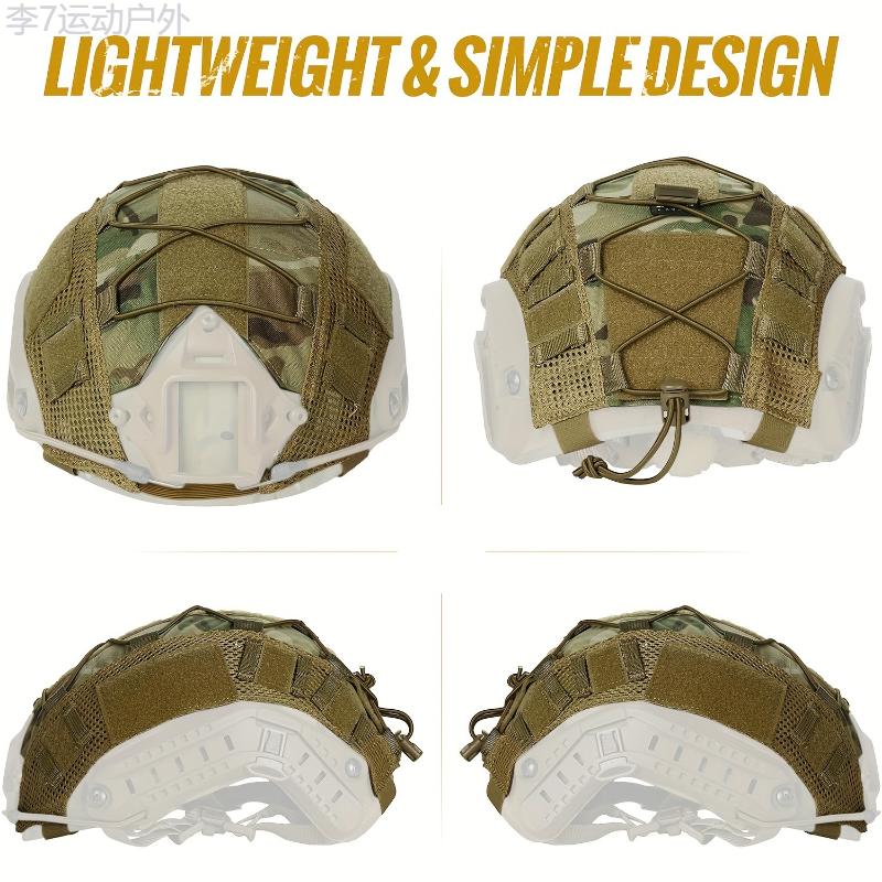 FAST Tactical Camo Helmet Cover with Elastic Cord - Fit, Outdoor CS Field Stealth Gear, Durable Polyamide Material - Helmet Not Included