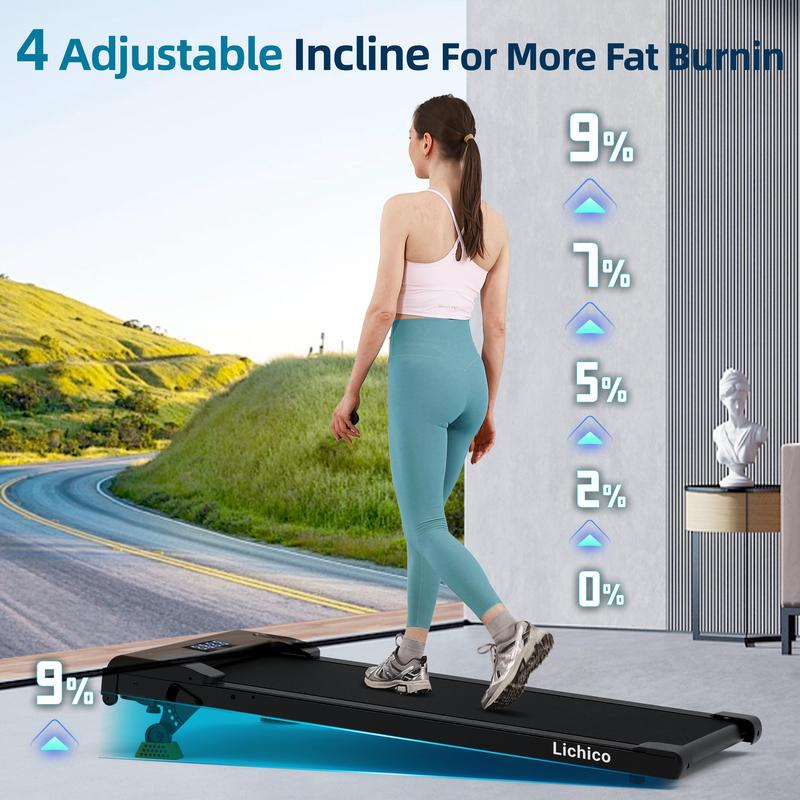 Lichico Incline 2-in-1 Under Desk Treadmill, Electric Walking Treadmill with Incline for Full-Body Workout,2.5-3.0HP Brushless Motor, Spacious Running Area, Ideal for Home and Office Use