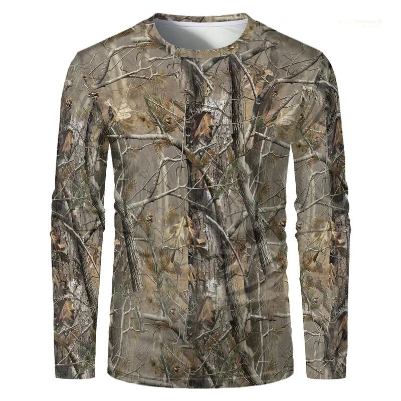 Camouflage Hunting Forest Print T-shirt Outdoor Sports Long Sleeve Men T Shirt Trip Tactical Training Oversized Kids Clothing