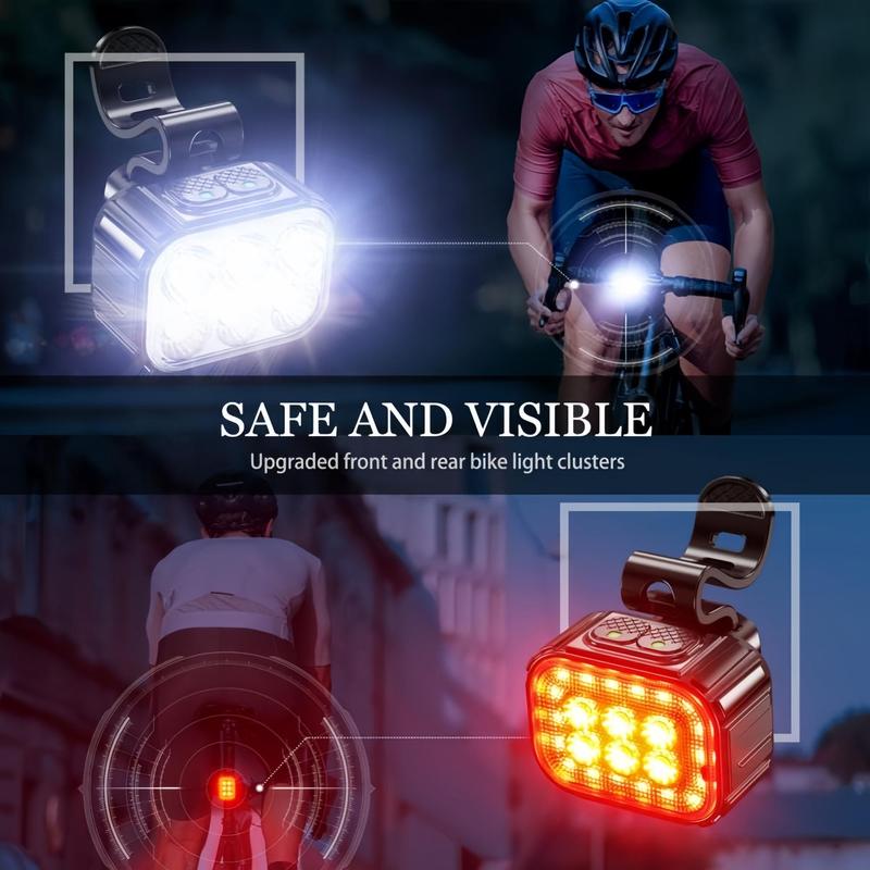 Bike Front & Rear Light Set, 1 Pair Bike Handlebar Light with Cable & Silicone Ties, Outdoor Night Riding Light, Cycling Light for Outdoor Sports