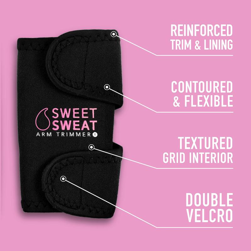 Sports Research Sweet Sweat Arm Trimmers for Men & Women | Increases Heat & Sweat Production to The Bicep Area | Includes Mesh Carrying Bag (Pink, Medium)