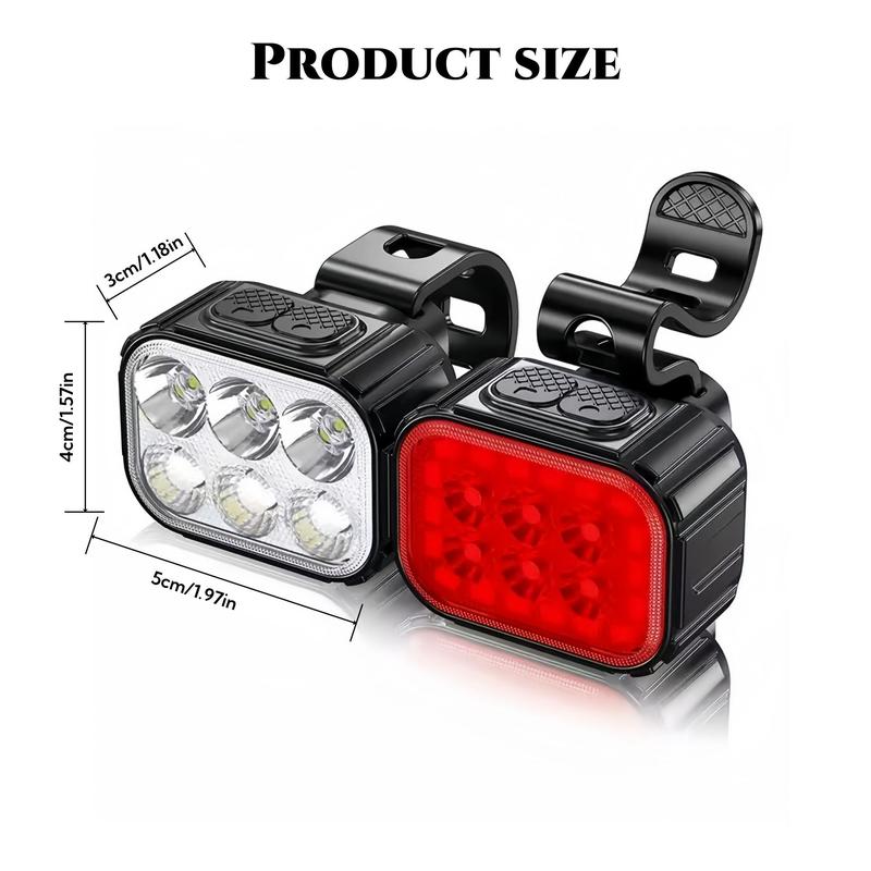 Bike Front & Rear Light Set, 1 Pair Bike Handlebar Light with Cable & Silicone Ties, Outdoor Night Riding Light, Cycling Light for Outdoor Sports