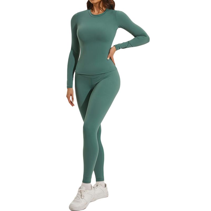 Two-piece Women's Yoga Jumpsuit, Exercise Ribbed Long Sleeved Sportwear, Hip Lifting Yoga Suit