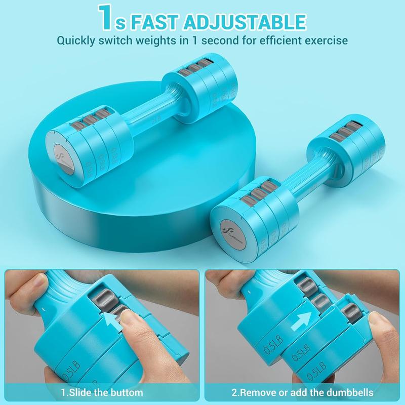 Adjustable Dumbbells Hand Weights Set:  5 lb Dumbbells Set of 2 Each 2lb 3lb 4lb 5lb Free Weights Fast Adjust Weight 4 In 1 Weights Dumbbells Set for Women Men Home Gym Exercise