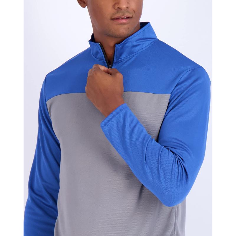 Real Essentials 3 Pack: Men's Mesh Long Sleeve Athletic Quarter Zip Pullover - Outdoor UPF 50+ (Available in Big & Tall)