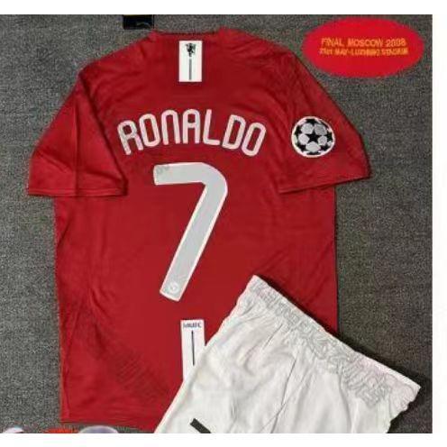 0708 Champions League MU final home jersey Ronaldo retro jersey children football training kit