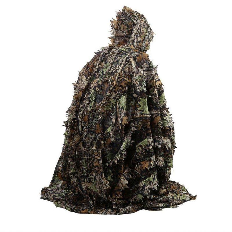 Multi-use Camouflage Poncho, 1 Count 3D Hunting Apparel for Outdoor Wildlife Photography & Military & Paintball Costume