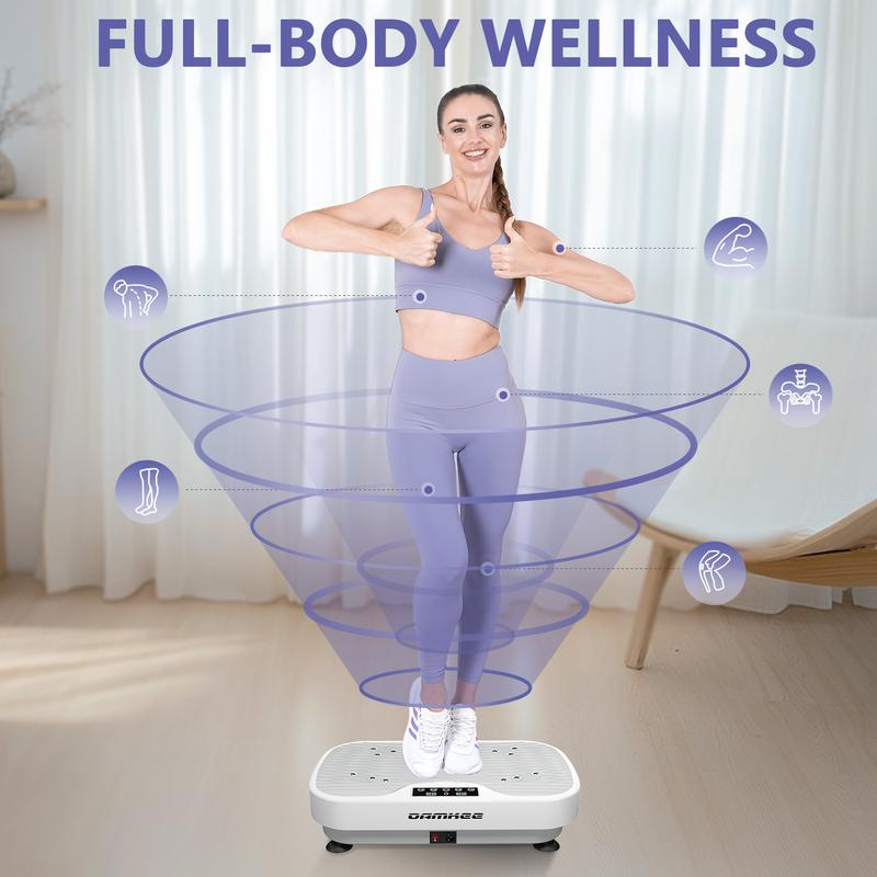 DamKee Vibration Plate Exercise Machine, 9 Modes Whole Body Workout Vibrating Fitness Platform for Buring Calories & Shaping, Wellness - Home Gym Equipment