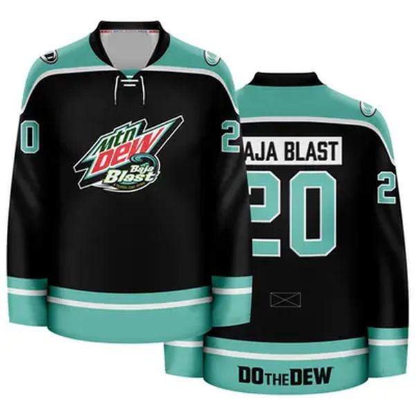 Mountain Dew Baja Blast Black Hockey Jersey #20 Hockey Jersey Shirt, Player Home Jersey