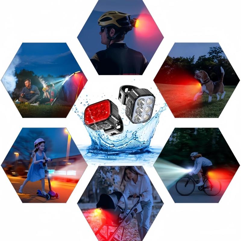 Bike Front & Rear Light Set, 1 Pair Bike Handlebar Light with Cable & Silicone Ties, Outdoor Night Riding Light, Cycling Light for Outdoor Sports