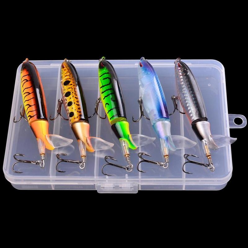 Colorful Spiral Propeller Design Fishing Lures, 5 Counts box Durable Artificial Fishing Bait with Hook, Fishing Accessories for Outdoor Fishing