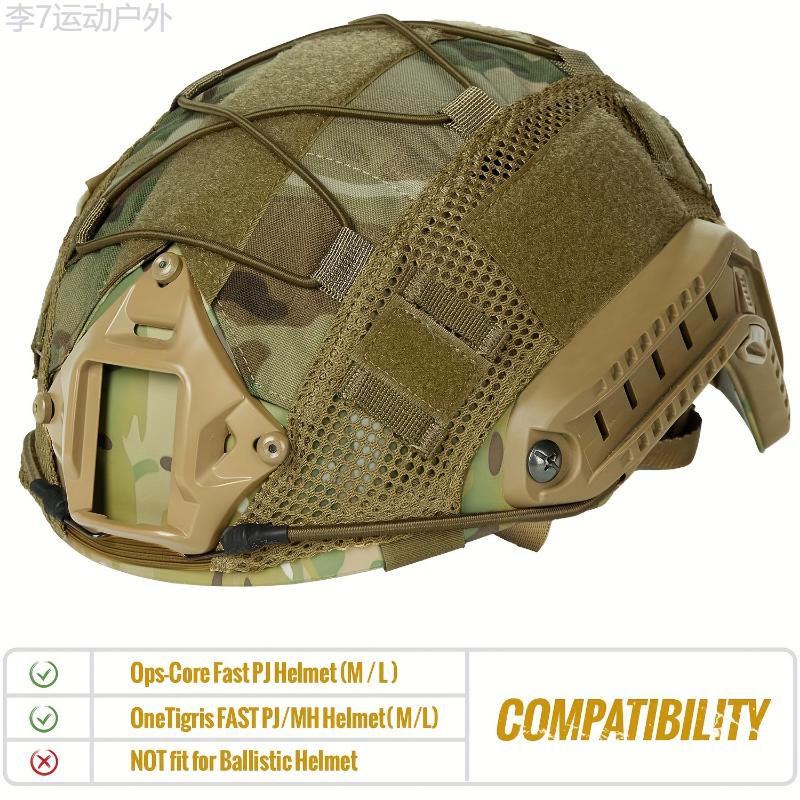 FAST Tactical Camo Helmet Cover with Elastic Cord - Fit, Outdoor CS Field Stealth Gear, Durable Polyamide Material - Helmet Not Included