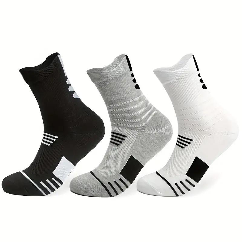 1 Pair 3-Pair Cushioned Athletic Crew Socks: Comfort-Fit, Moisture-Wicking & Durable for Outdoor Sports Enthusiasts