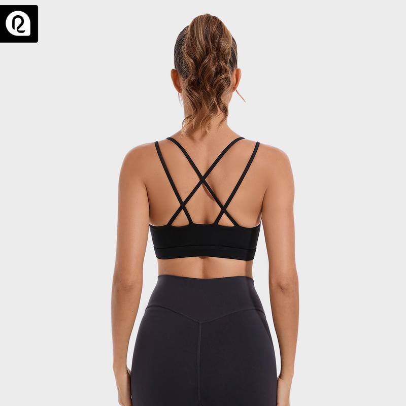 RUNNING GIRL Buttery Soft Sports Bra | Ultra-Stretch High Support Built-in Bra | Moisture-Wicking Strappy Back Design