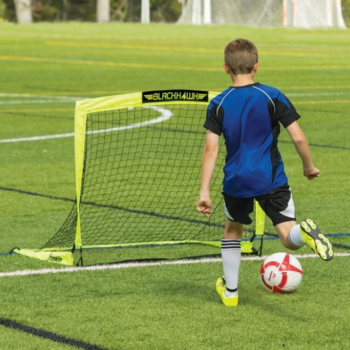 Franklin Sports Blackhawk Soccer Goal - Pop up - Indoor + Outdoor - Adult + Kids - 4' x 3' - Yellow