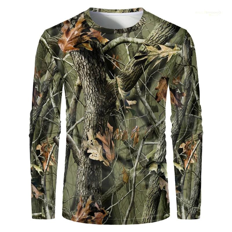 Camouflage Hunting Forest Print T-shirt Outdoor Sports Long Sleeve Men T Shirt Trip Tactical Training Oversized Kids Clothing