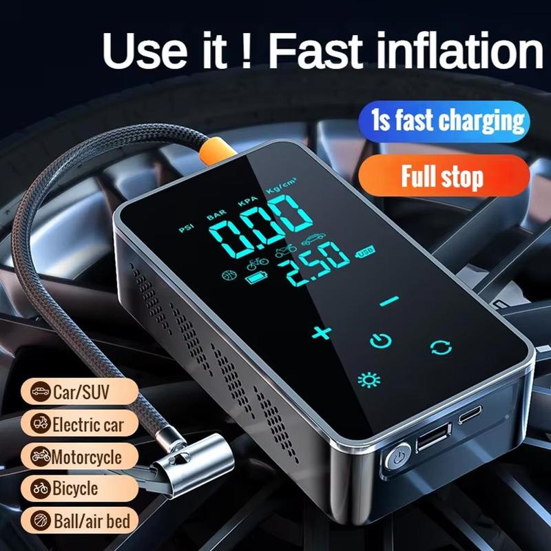 Portable Air Compressor, 150 PSI Car Tire Inflator with Touch Screen Display & Lighting, Wireless Design Air Pump for Car, Motorcycle, Bicycle & Ball