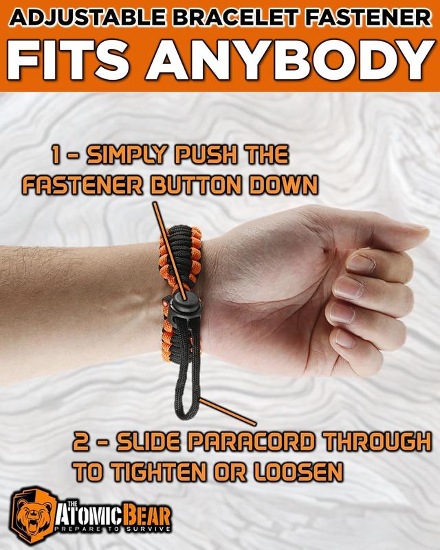 Survival Bracelet 5 in 1 (2 Pack), Practical Five Functions, Fire Starter, Loud Whistle, Reliable Compass, Rope Cutter, Reliable Paracord, Black & Camo & Orange+Black