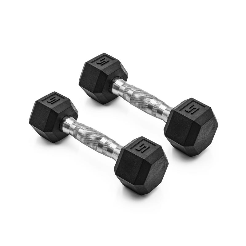 CAP Barbell, 5lb Coated Rubber Hex Dumbbell, Pair