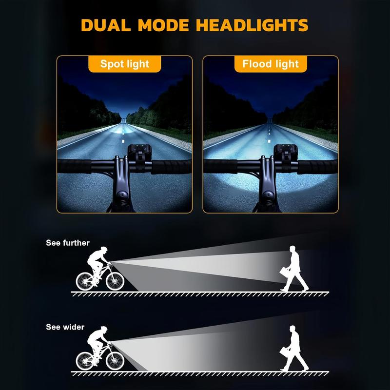 Bike Front & Rear Light Set, 1 Pair Bike Handlebar Light with Cable & Silicone Ties, Outdoor Night Riding Light, Cycling Light for Outdoor Sports