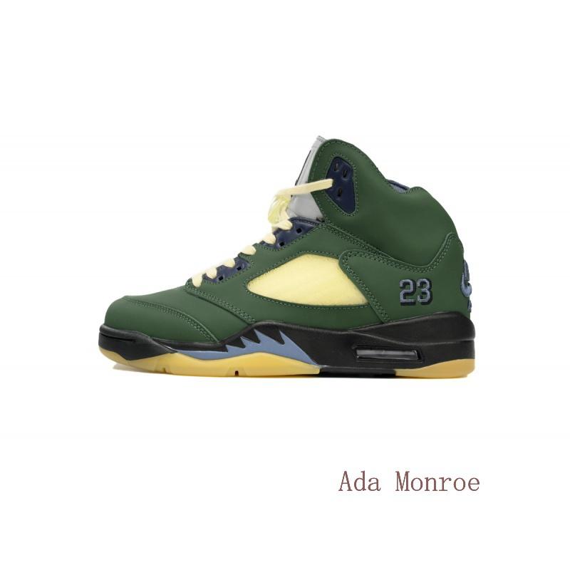 Jordan 5 Winter Explosive Navy Green High Top Retro Anti slip, Durable, and Comfortable Basketball Shoes