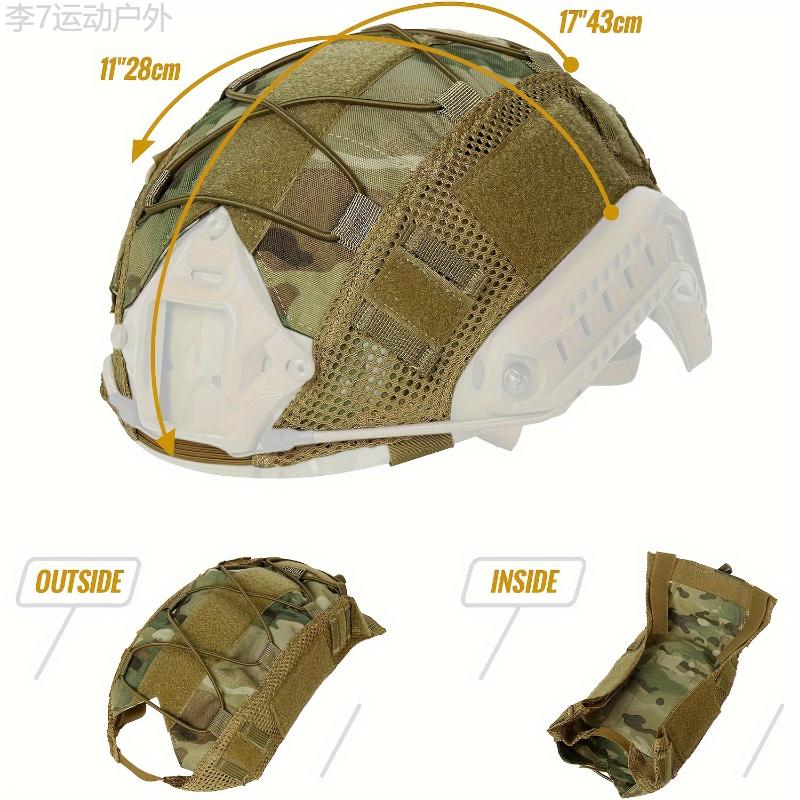 FAST Tactical Camo Helmet Cover with Elastic Cord - Fit, Outdoor CS Field Stealth Gear, Durable Polyamide Material - Helmet Not Included