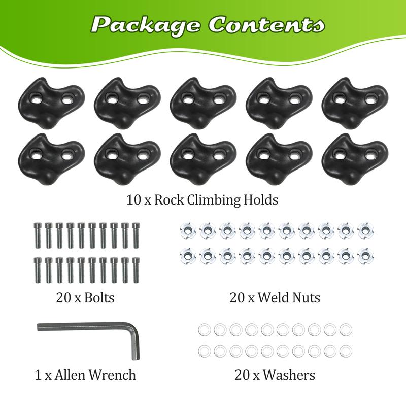 10PCS Rock Climbing Holds for Kids Climber,Adult Rock Climbing Stones,Indoor and Outdoor Rock Wall Climbing Kit with Mounting Hardware for Playground PlaySet Building