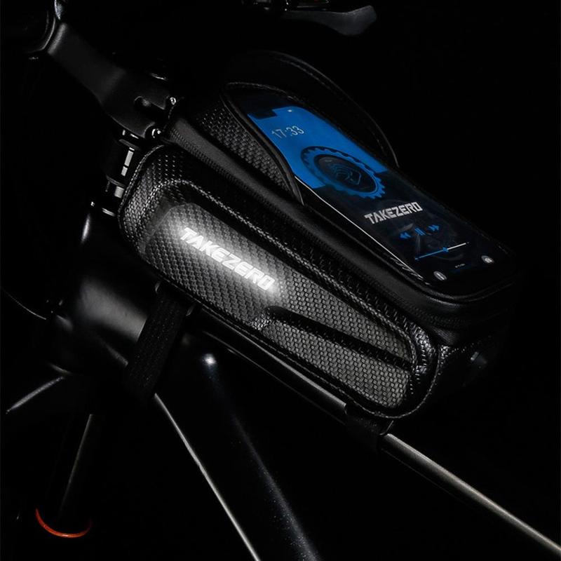 Portable Bike Front Tube Bag with Headphone Jack Design, Waterproof Bicycle Phone Bag with Sensitive Touch Screen, Bicycle Accessories for Outdoor Cycling