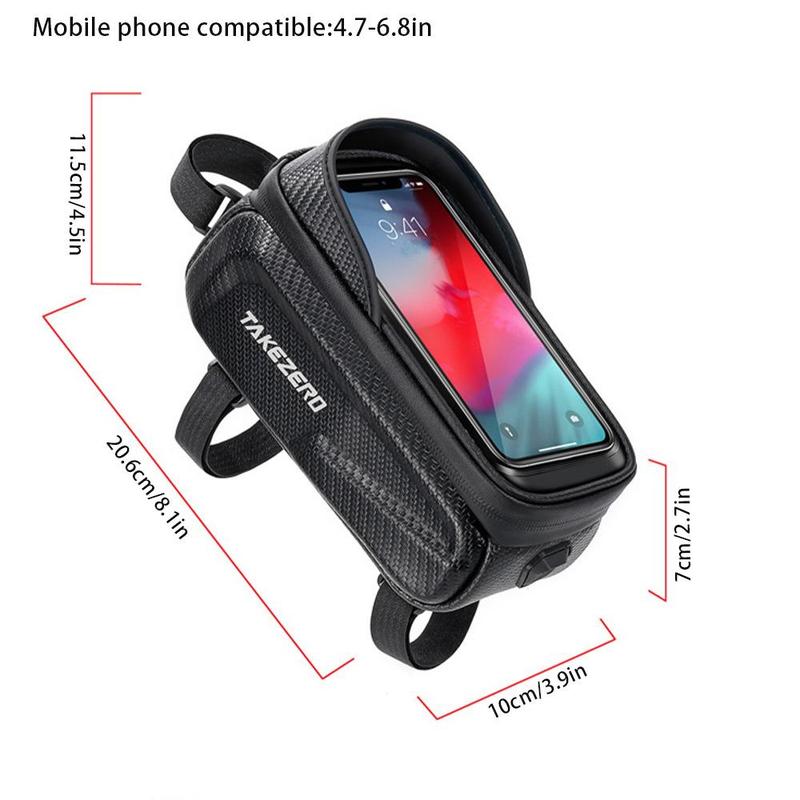 Portable Bike Front Tube Bag with Headphone Jack Design, Waterproof Bicycle Phone Bag with Sensitive Touch Screen, Bicycle Accessories for Outdoor Cycling